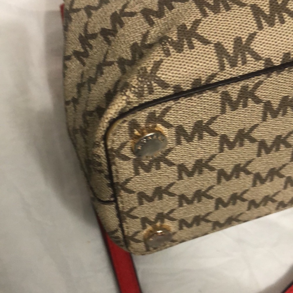 Michael Kors Hailee Red and Tan Satchel - Picture 9 of 11